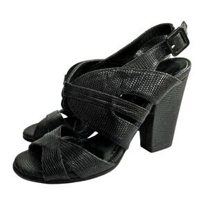 Michelediloco Black Snake-Embossed Leather Block Heels | Fall Classic Elegance